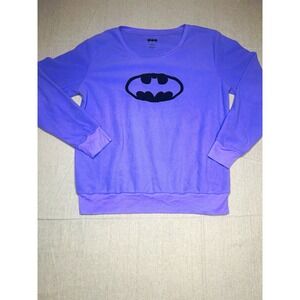 DC Comics Batman Women's Purple Fleece Pullover Crewneck Logo Sweatshirt XL